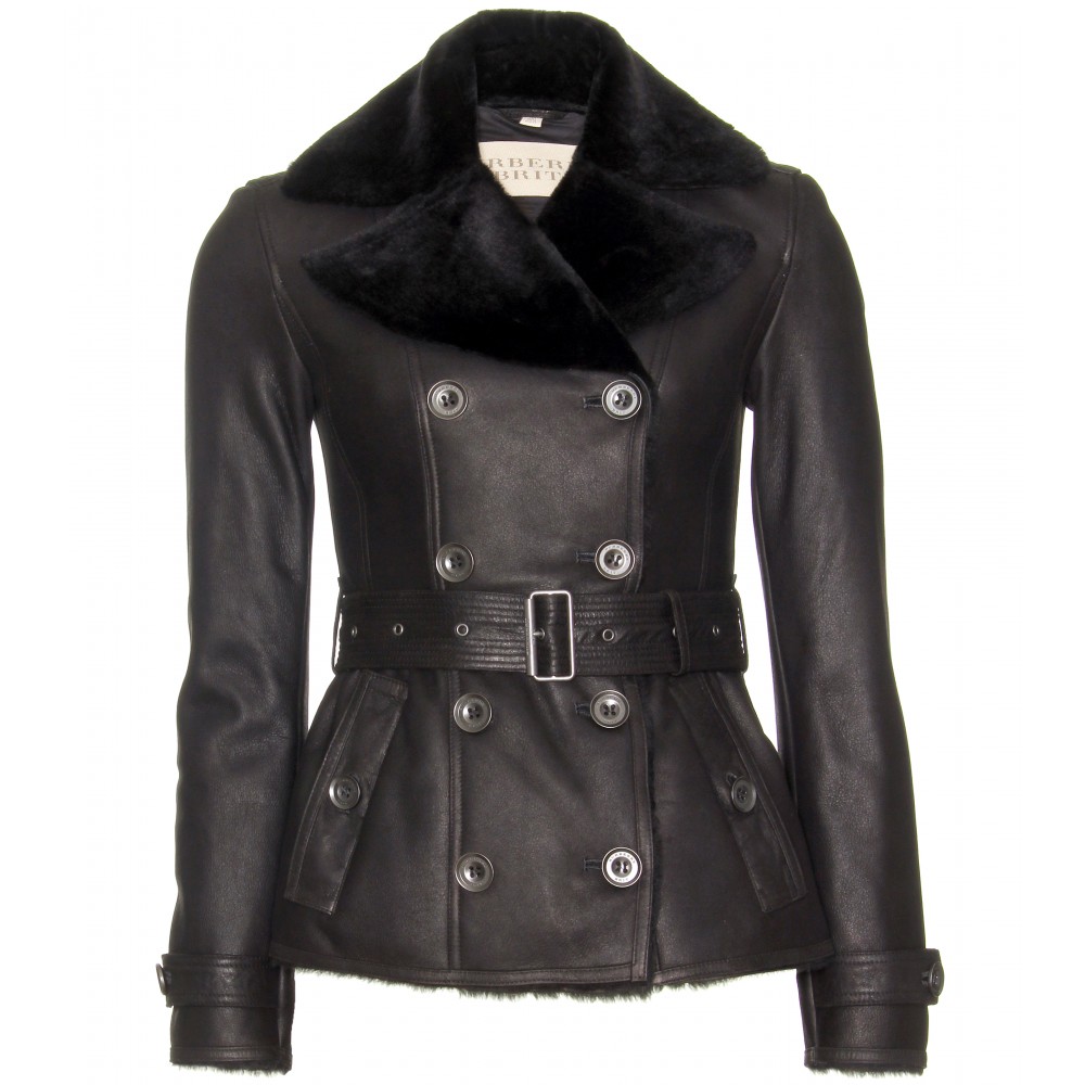 Burberry Brit Chedleigh Double-breasted Shearling Jacket in Black - Lyst