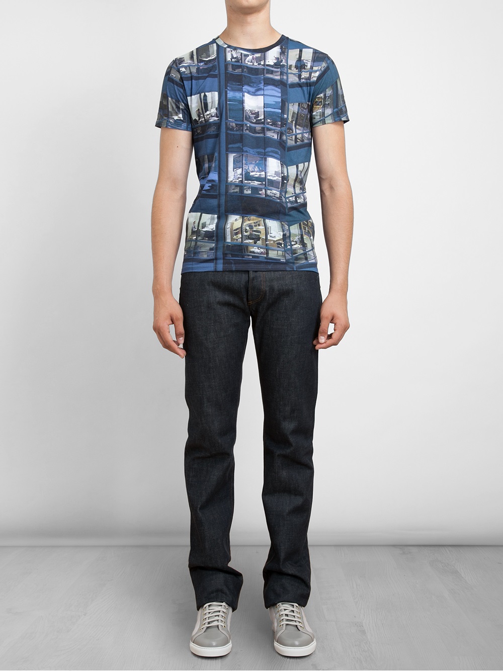 Carven Michael Wolf Office Printed Tshirt in Blue for Men - Lyst