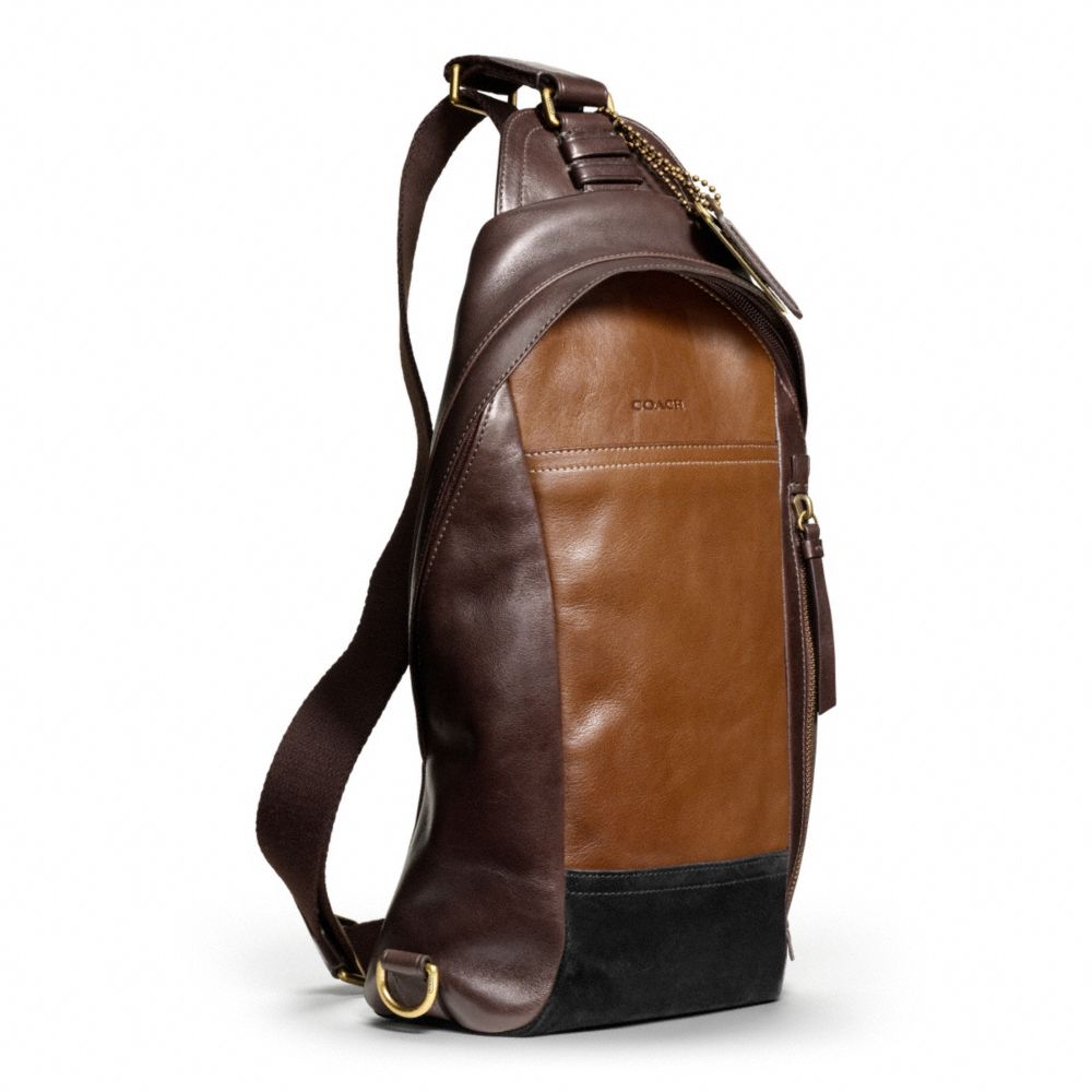 COACH Bleecker Convertible Sling Pack in Colorblock Leather in b4/Navy/Mahogany (Brown) for Men ...