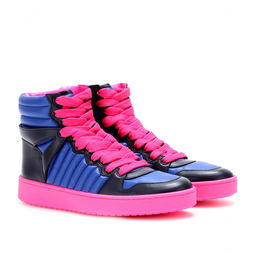 Gucci Hightop Colourblock Leather Sneakers in Blue (Pink) - Lyst