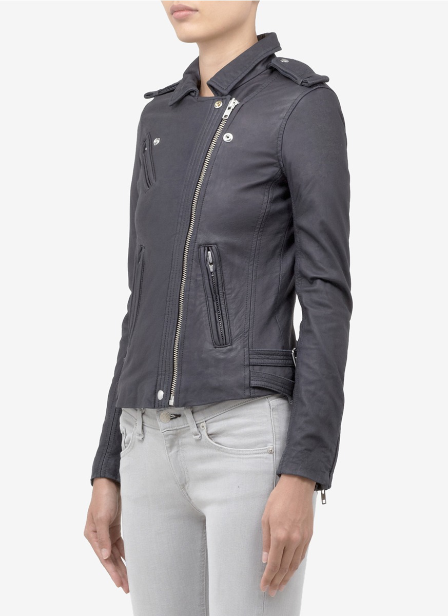 Iro Han Leather Biker Jacket In Gray Lyst Gallery