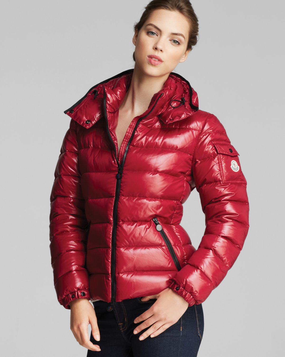 Lyst - Moncler Bady Lacquer Hooded Short Down Coat in Red