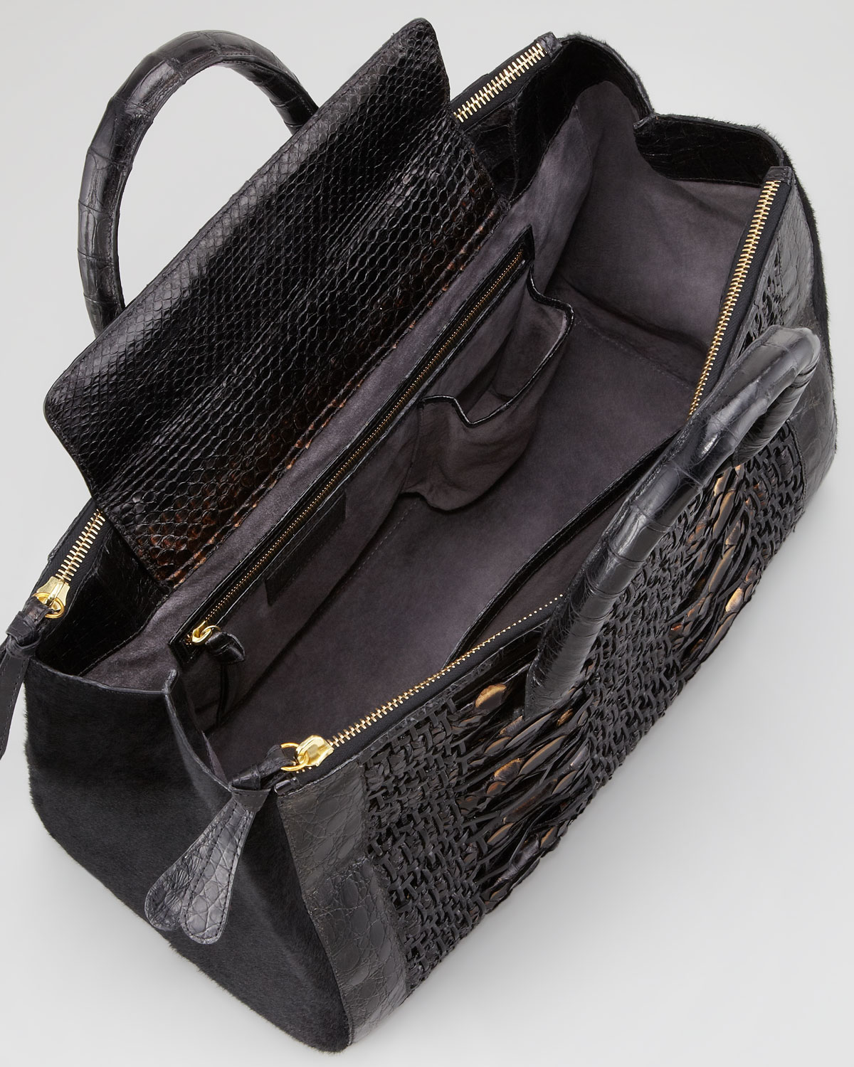 fake prada mens sunglasses - Nancy gonzalez Crocodile Python Calf Hair Tote Bag Black in Black ...
