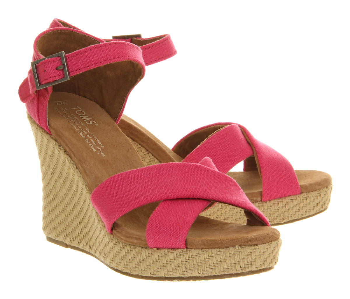 Toms Strappy Wedge in Pink | Lyst