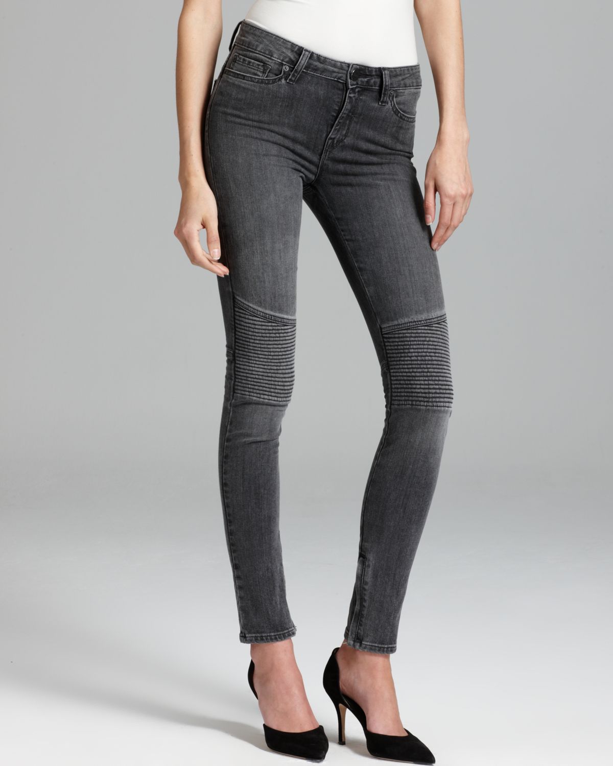 gray moto jeans
