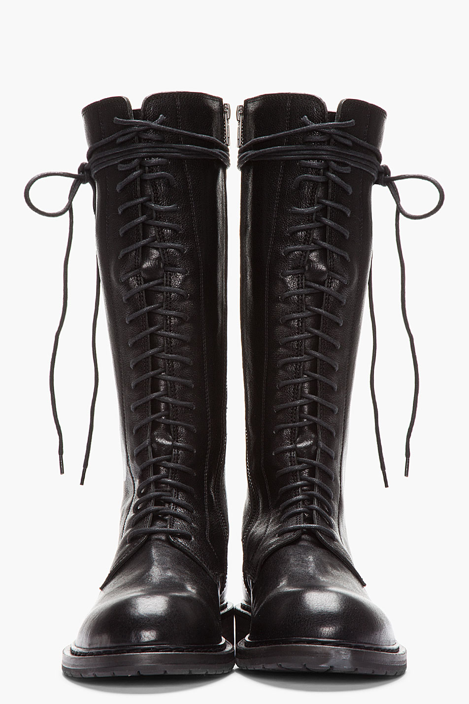 Ann Demeulemeester Tall Black Leather Lace_up Boots for Men | Lyst