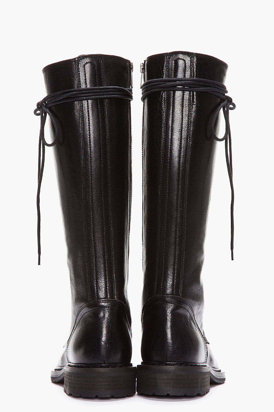 Ann Demeulemeester Tall Black Leather Lace_up Boots for Men Lyst