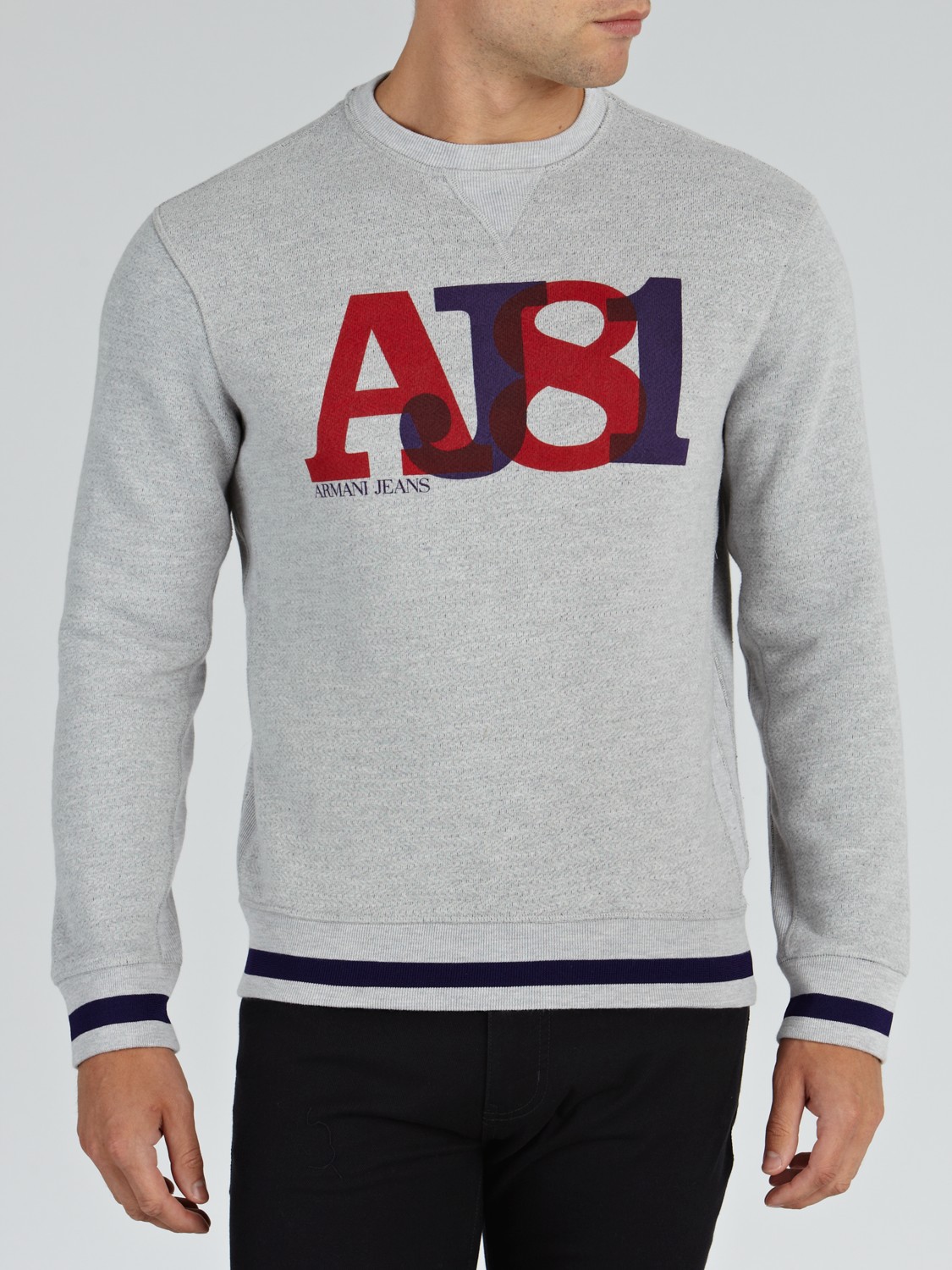Armani Jeans Aj 81 Logo Crew Neck Jersey Jumper in Grey for Men | Lyst UK