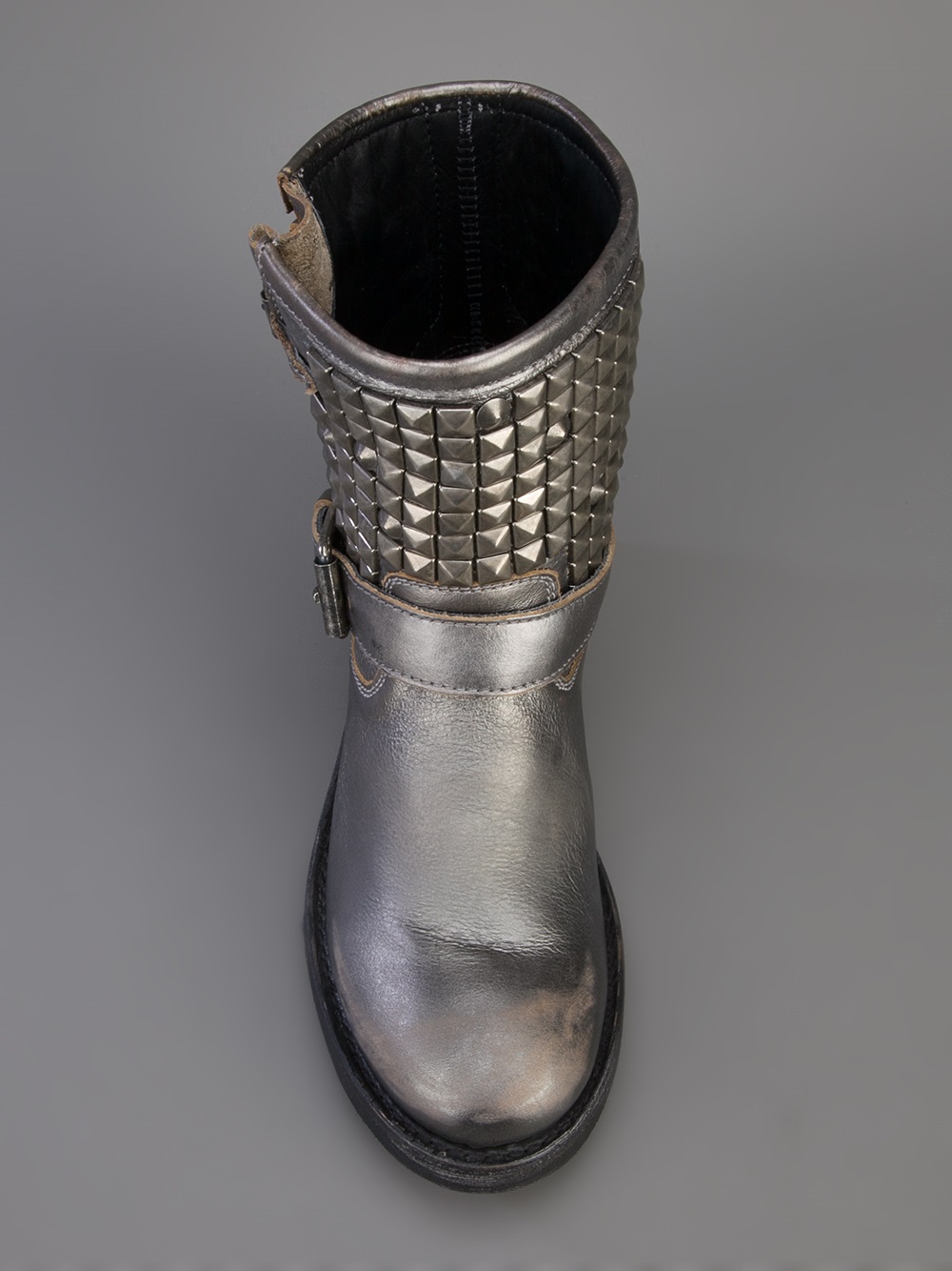 silver biker boots