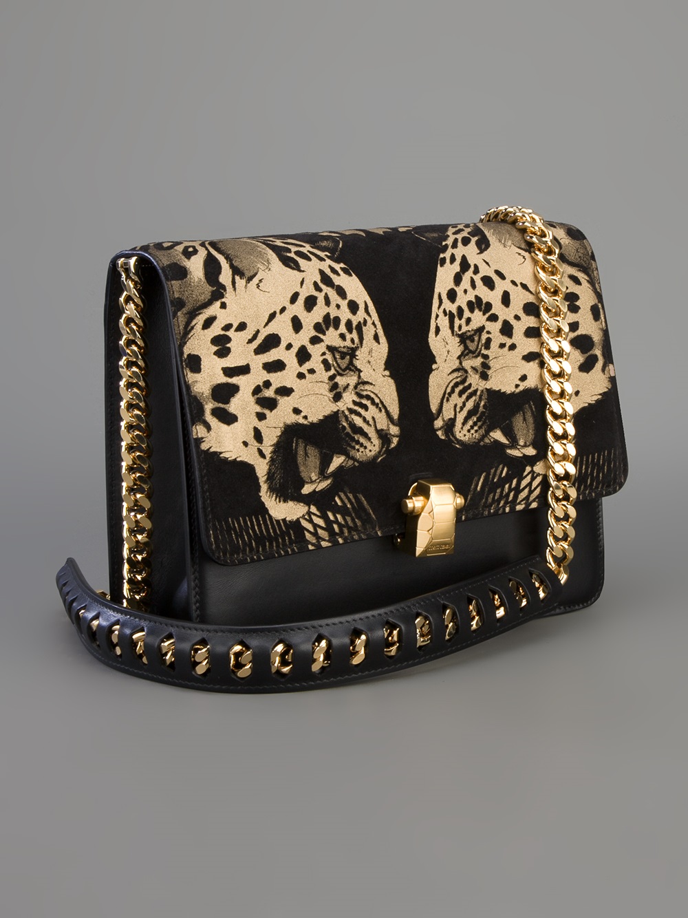 Roberto Cavalli Leopard Shoulder Bag in Black - Lyst