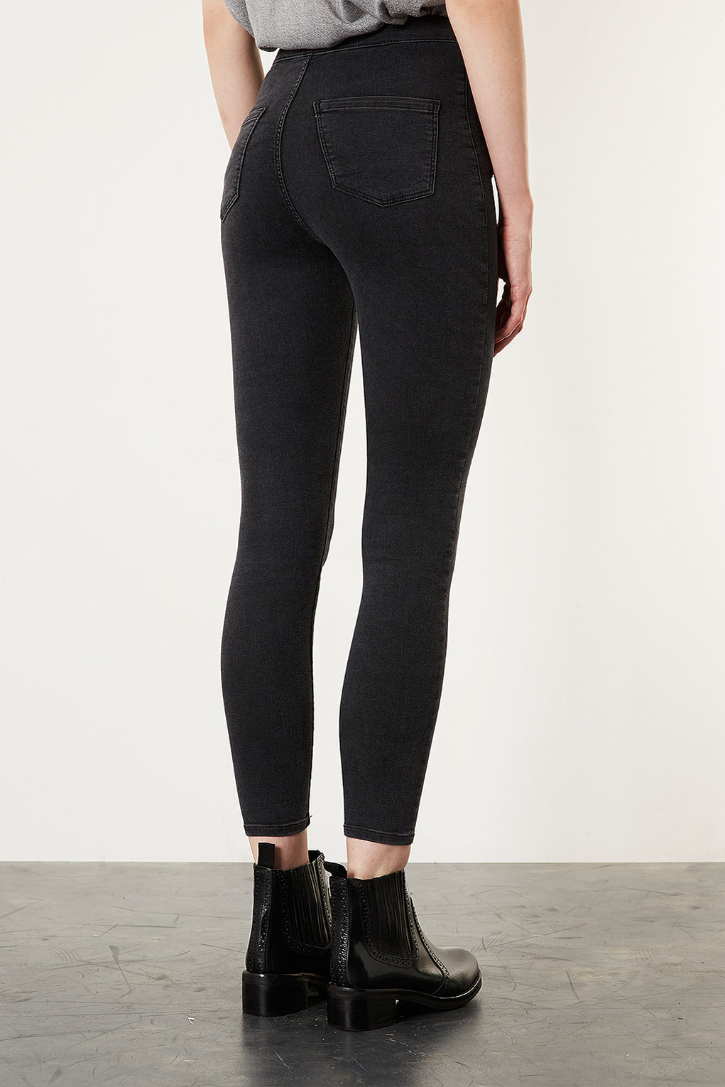 Lyst - Topshop Moto Washed Black Joni Jeans in Black