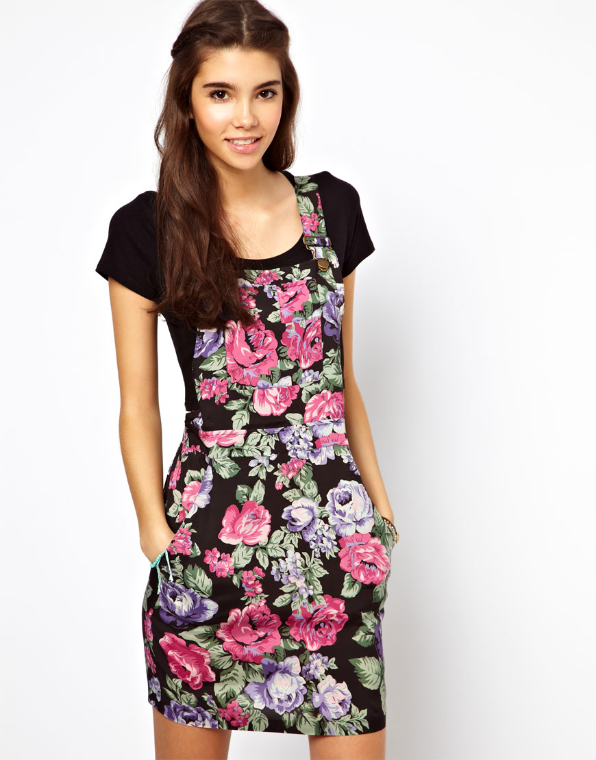 printed dungaree dress