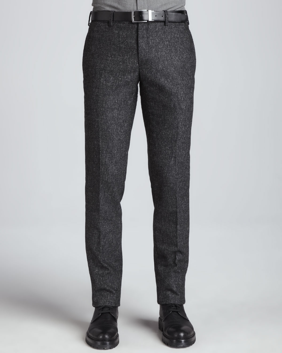 black tweed pants