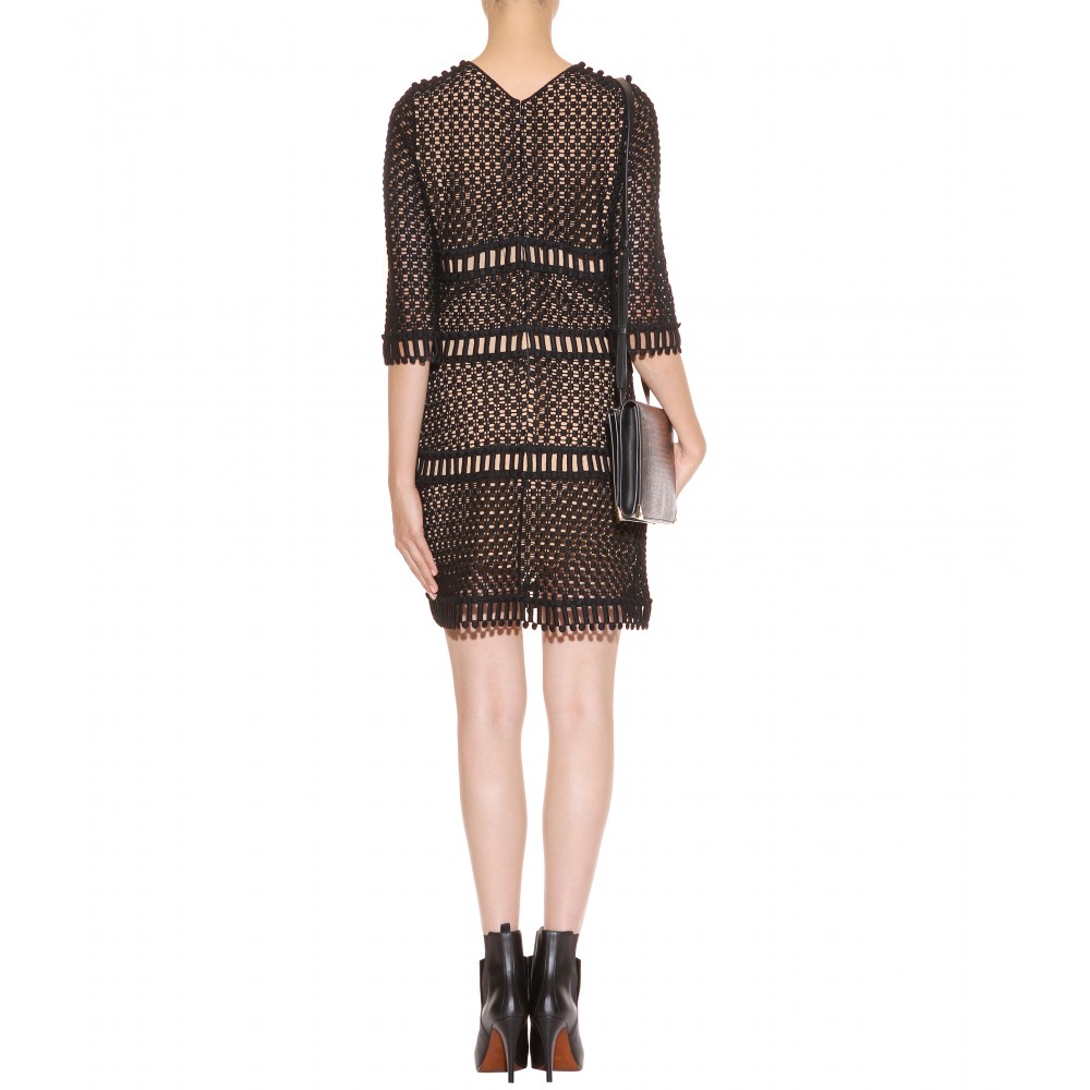 Lyst - Chloé Crochet Wool-Blend Dress in Black