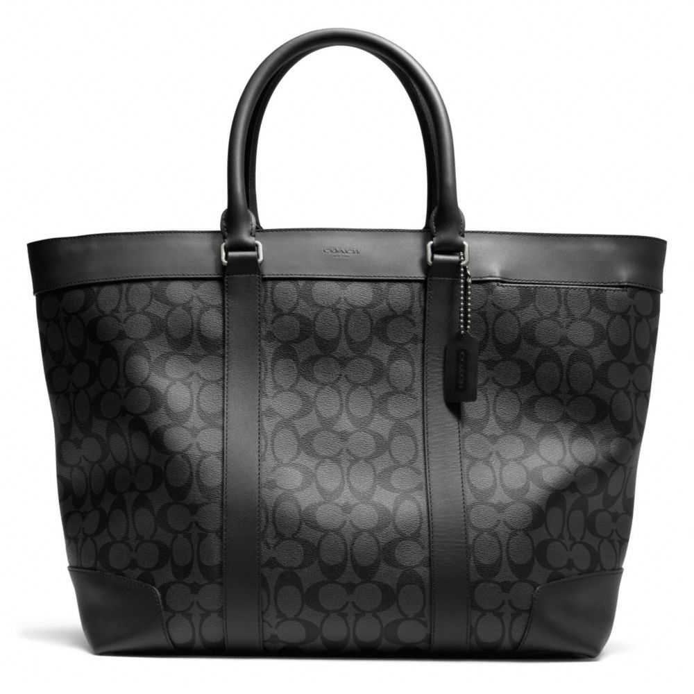 COACH Bleecker Weekend Tote in Signature Coated Canvas in Black/Charcoal (Black) for Men - Lyst