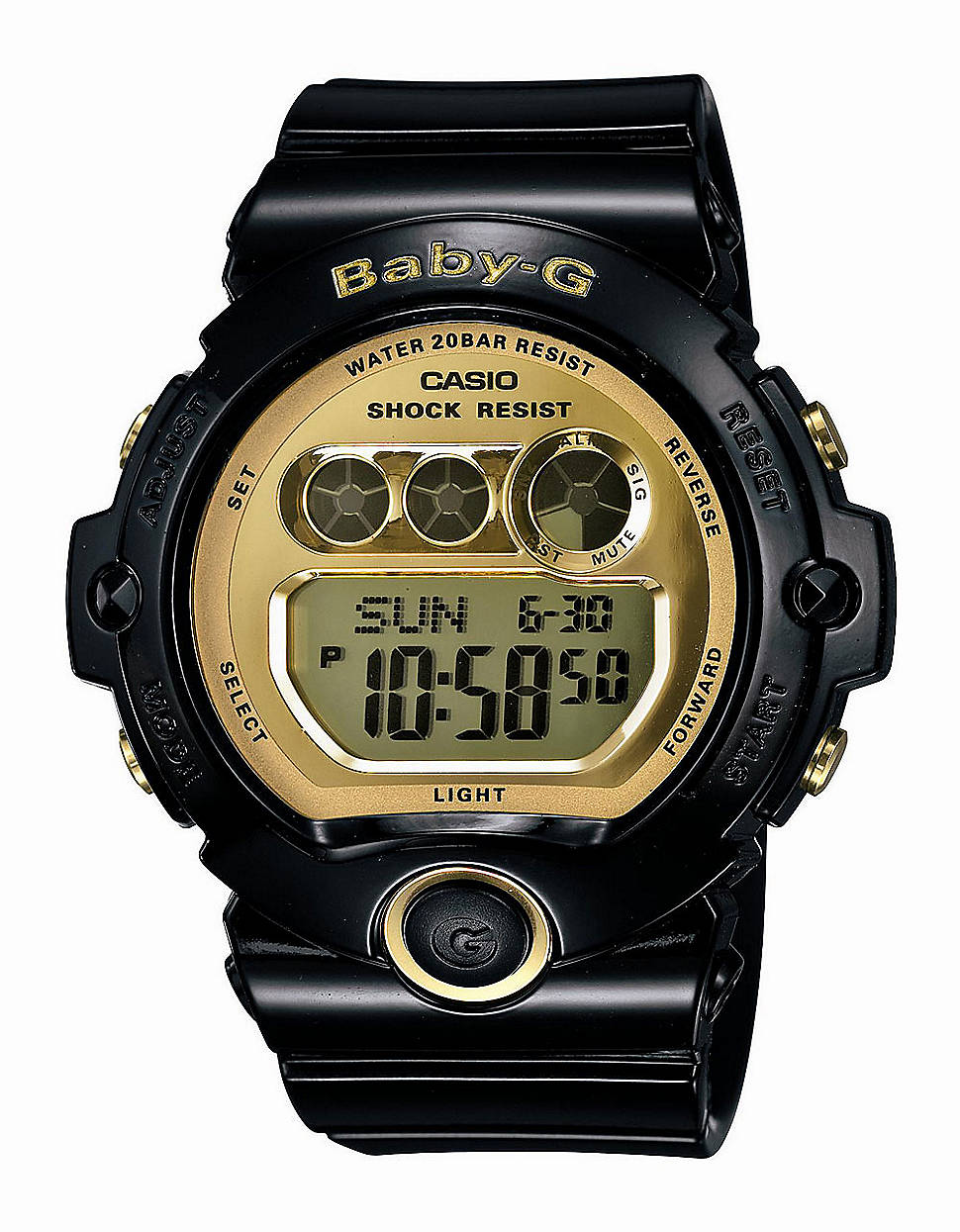 black g shock gold face