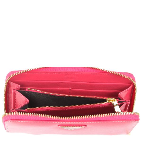 Prada Patent Saffiano Zip Around Continental Wallet Triangle Logo ...  