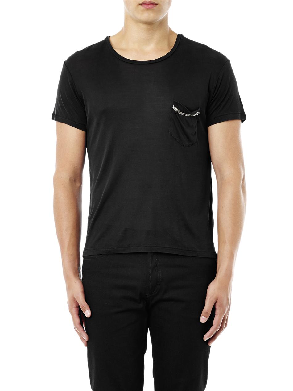 Saint Laurent Chest Pocket T-shirt in Black for Men | Lyst