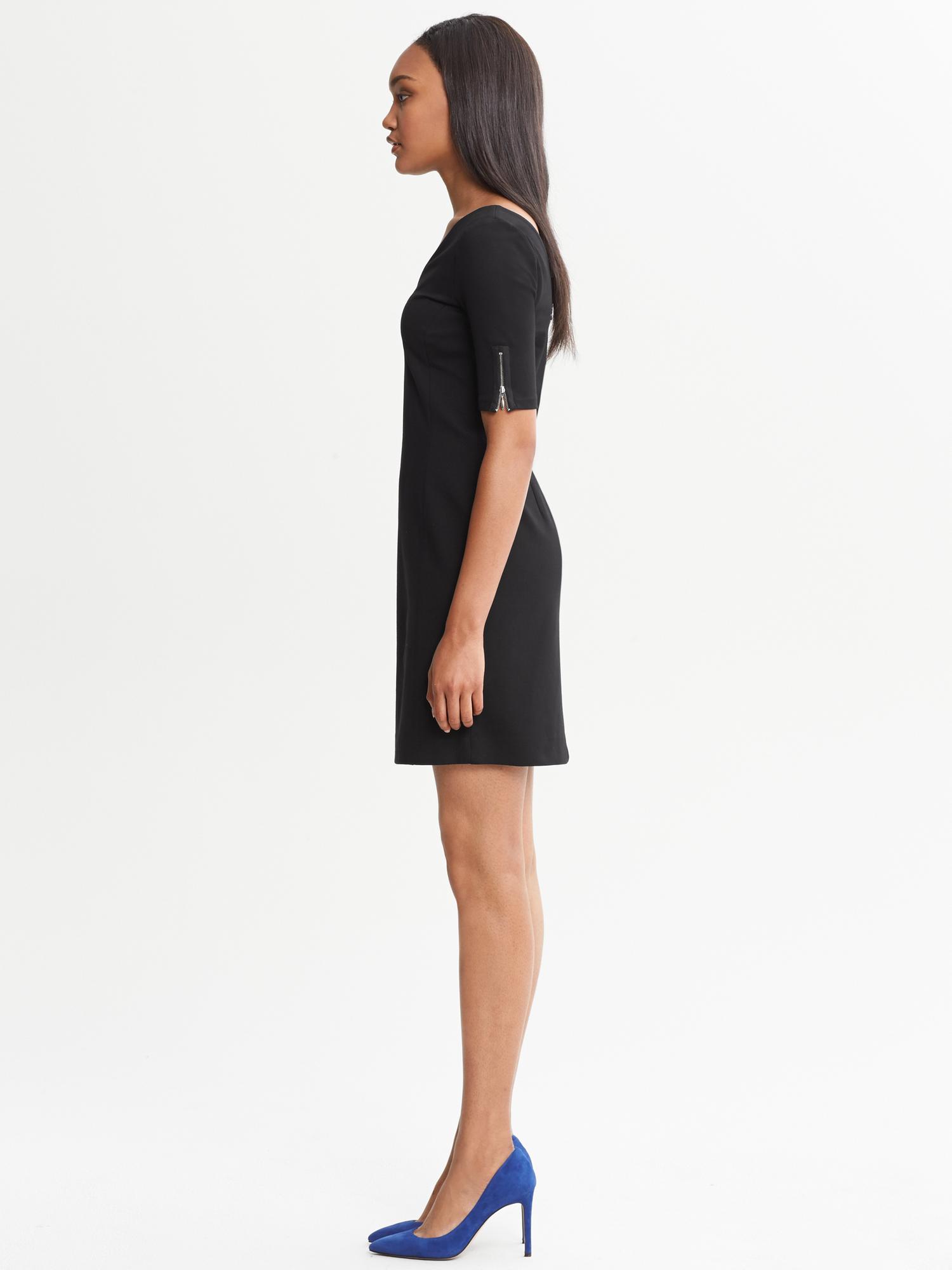 black ponte knit dress