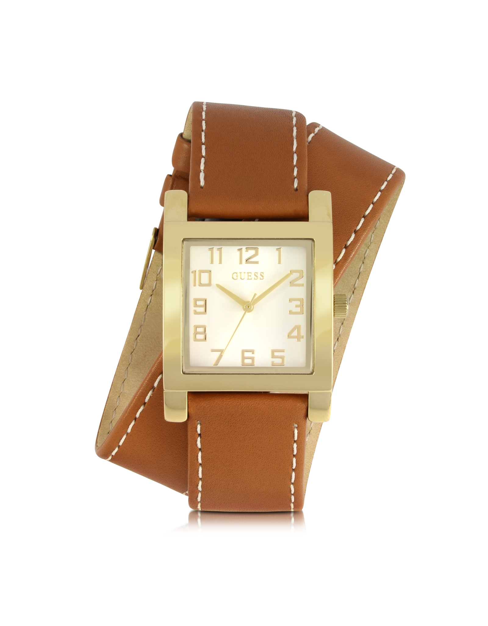 Guess Golden Double Wrap Womens Watch In Brown Lyst
