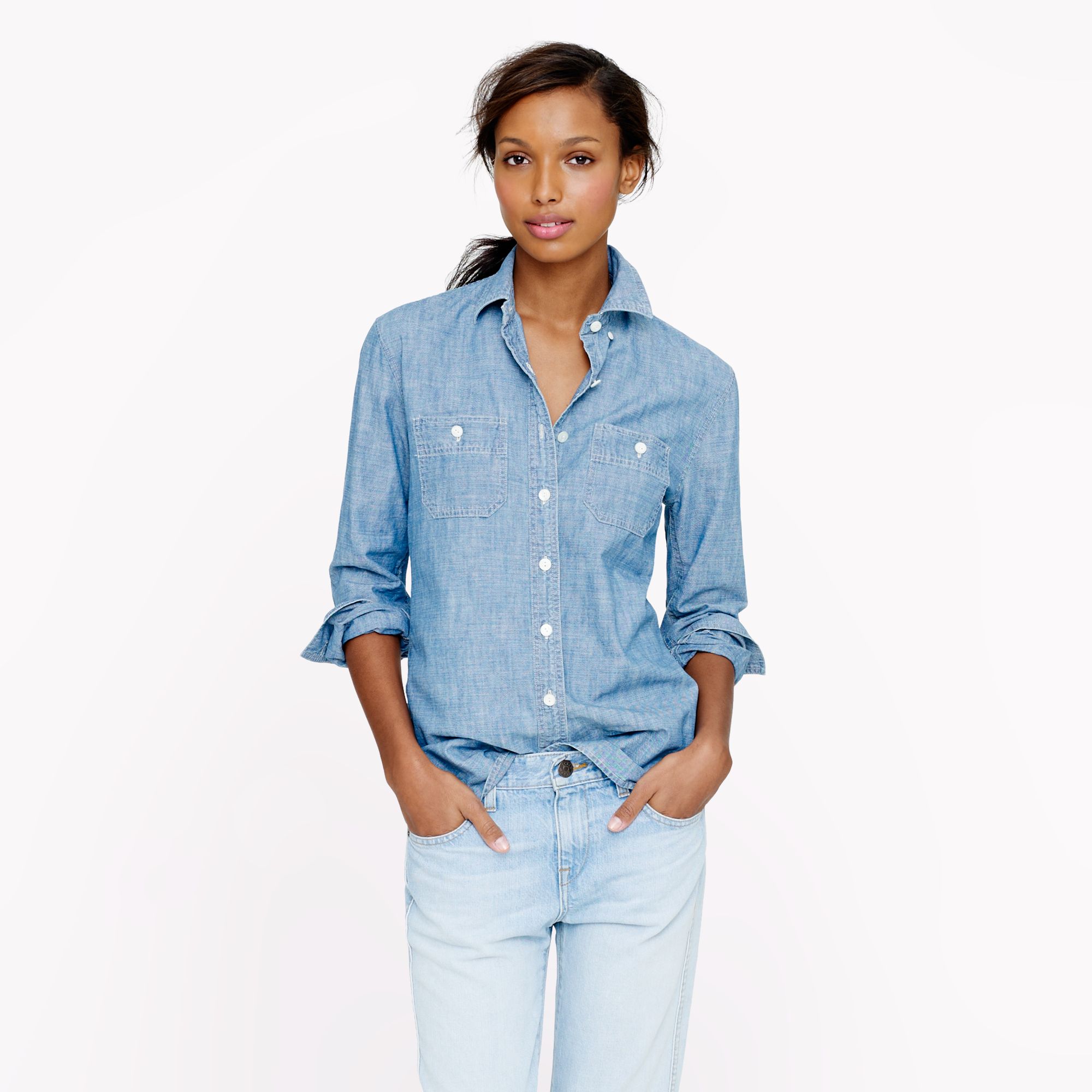 J.Crew Selvedge Chambray Shirt in Blue - Lyst