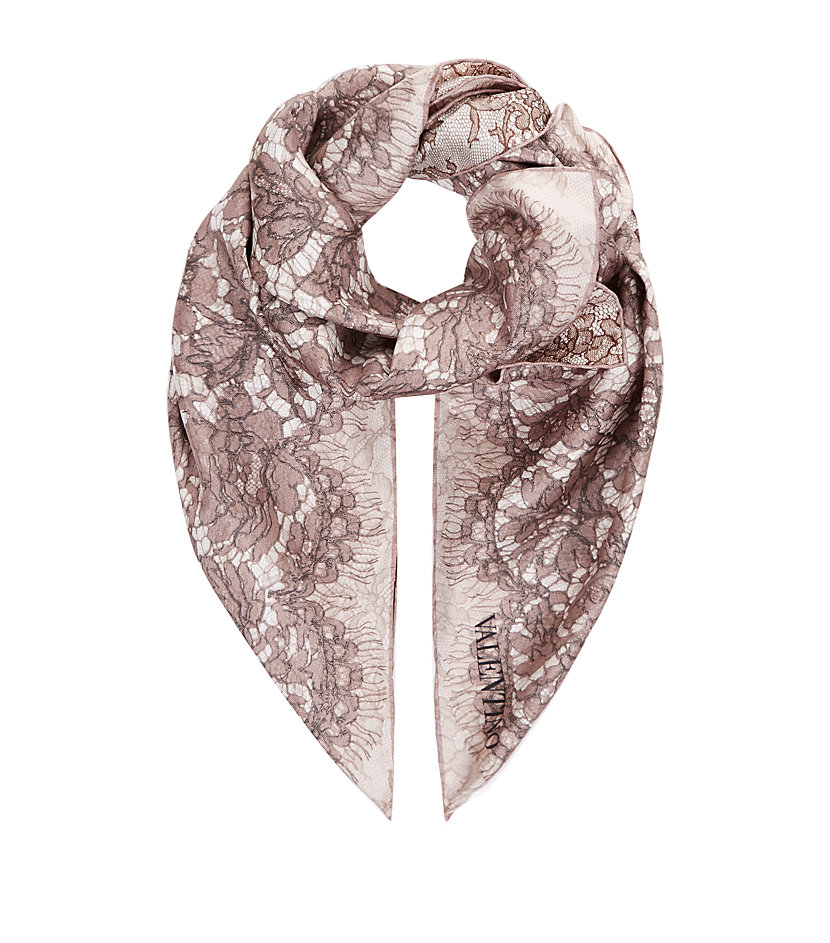 Valentino Iconic Double Lace Silk Scarf in Pink Lyst
