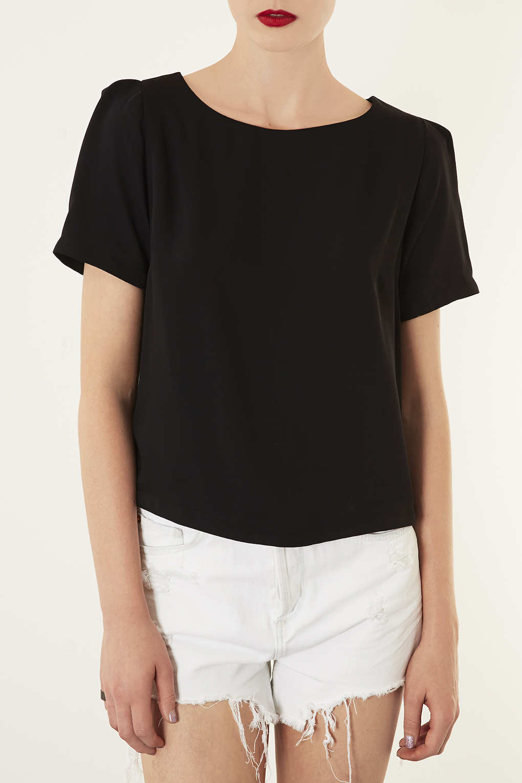 Lyst Short Sleeve Tea Blouse in Black