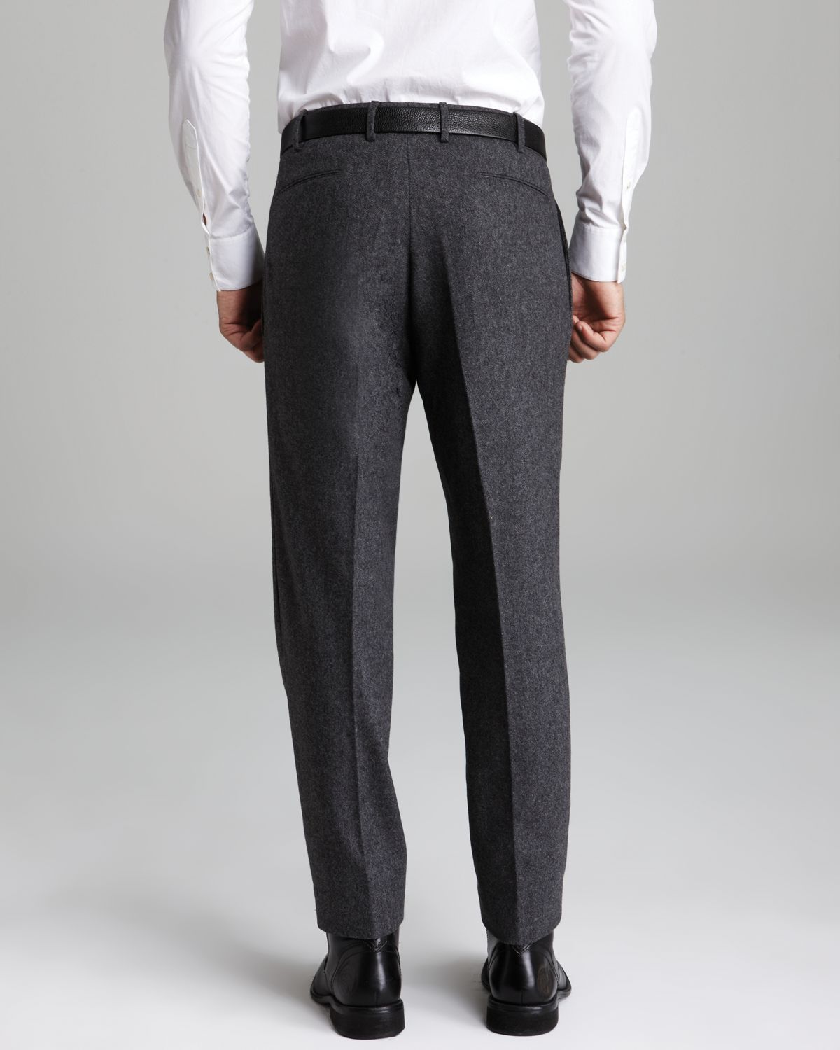 Vince Brushed Wool Herringbone Trousers in Gray for Men | Lyst