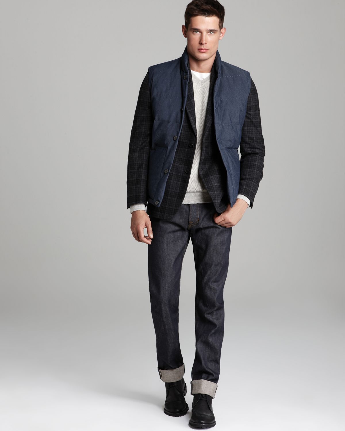 Lyst Vince Quilted Down Puffer Vest in Blue for Men