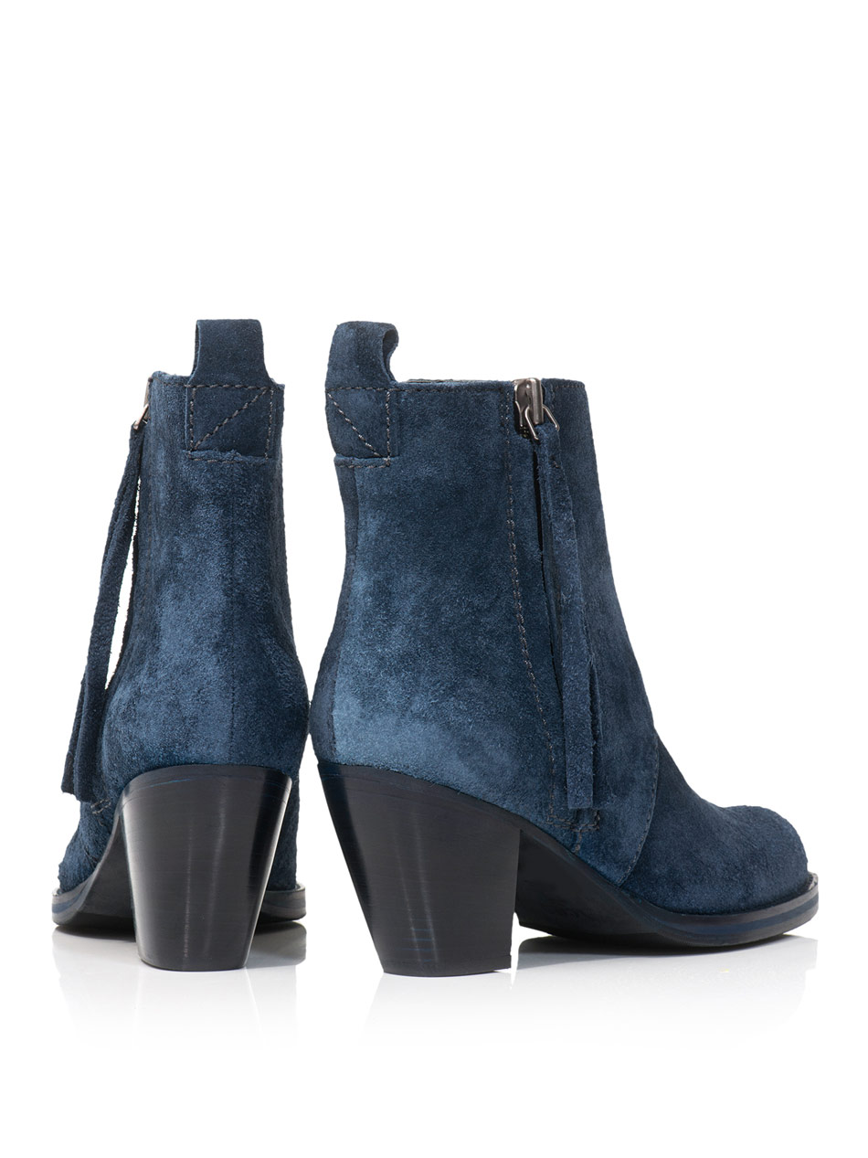 Acne Studios Pistol Suede Ankle Boots in Blue | Lyst