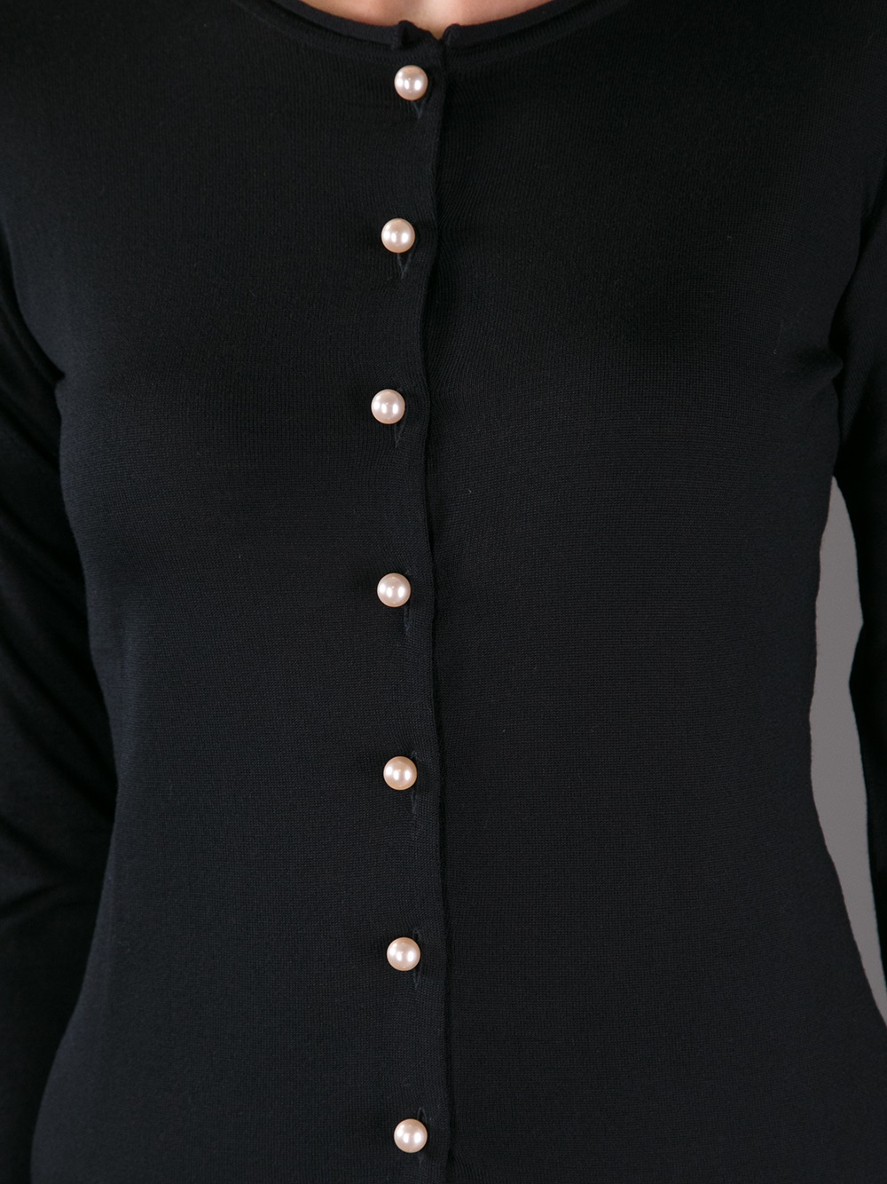 Boutique moschino Pearl Button Cardigan in Black | Lyst