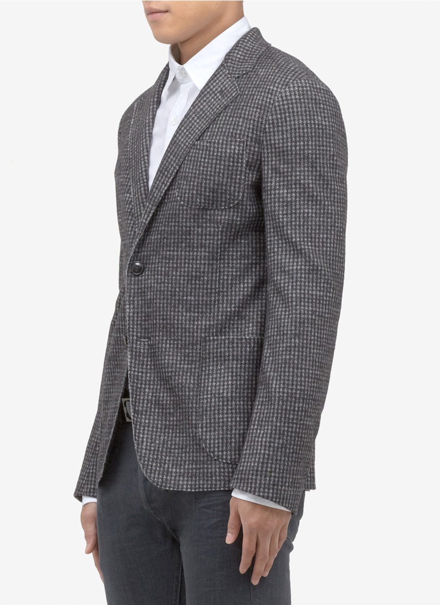 Lyst Armani Houndstooth Blazer in Gray for Men