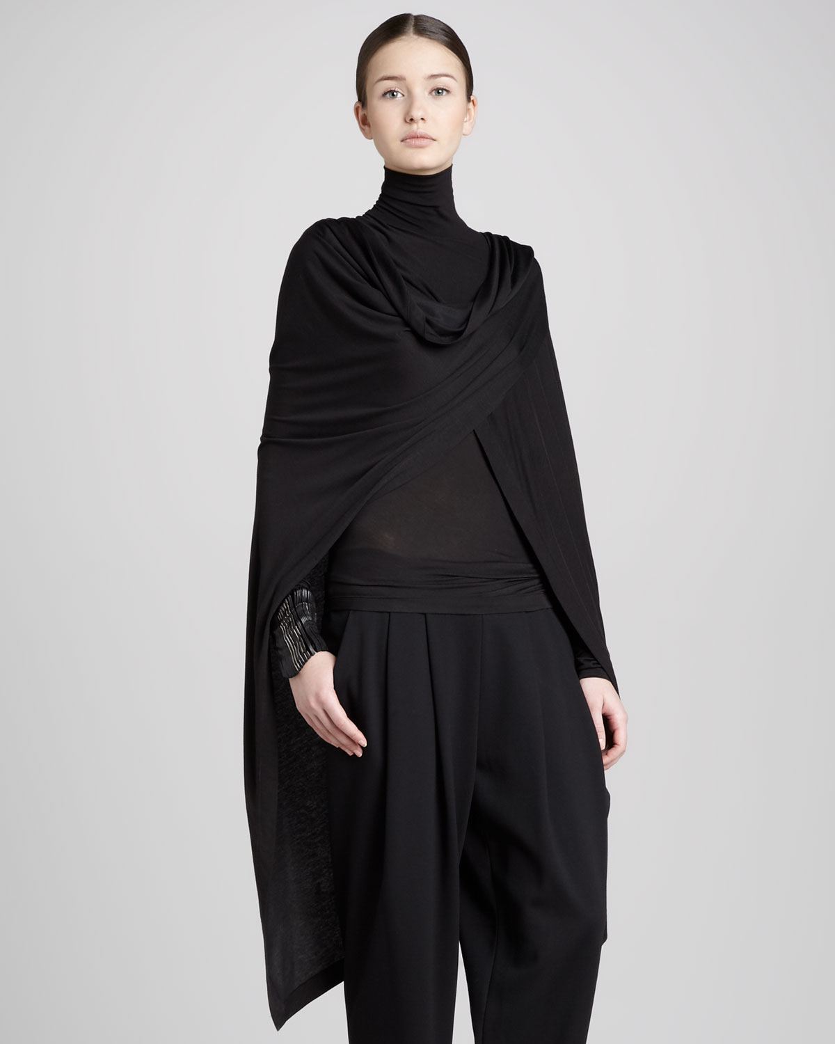 Lyst - Donna Karan Double-layer Turtleneck Tunic Black in Black