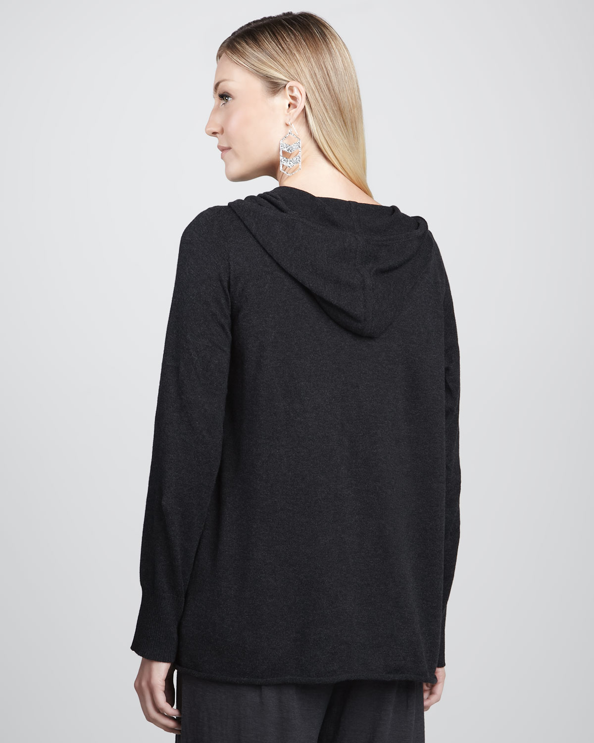 Eileen fisher Hooded Boxy Cardigan in Gray Lyst