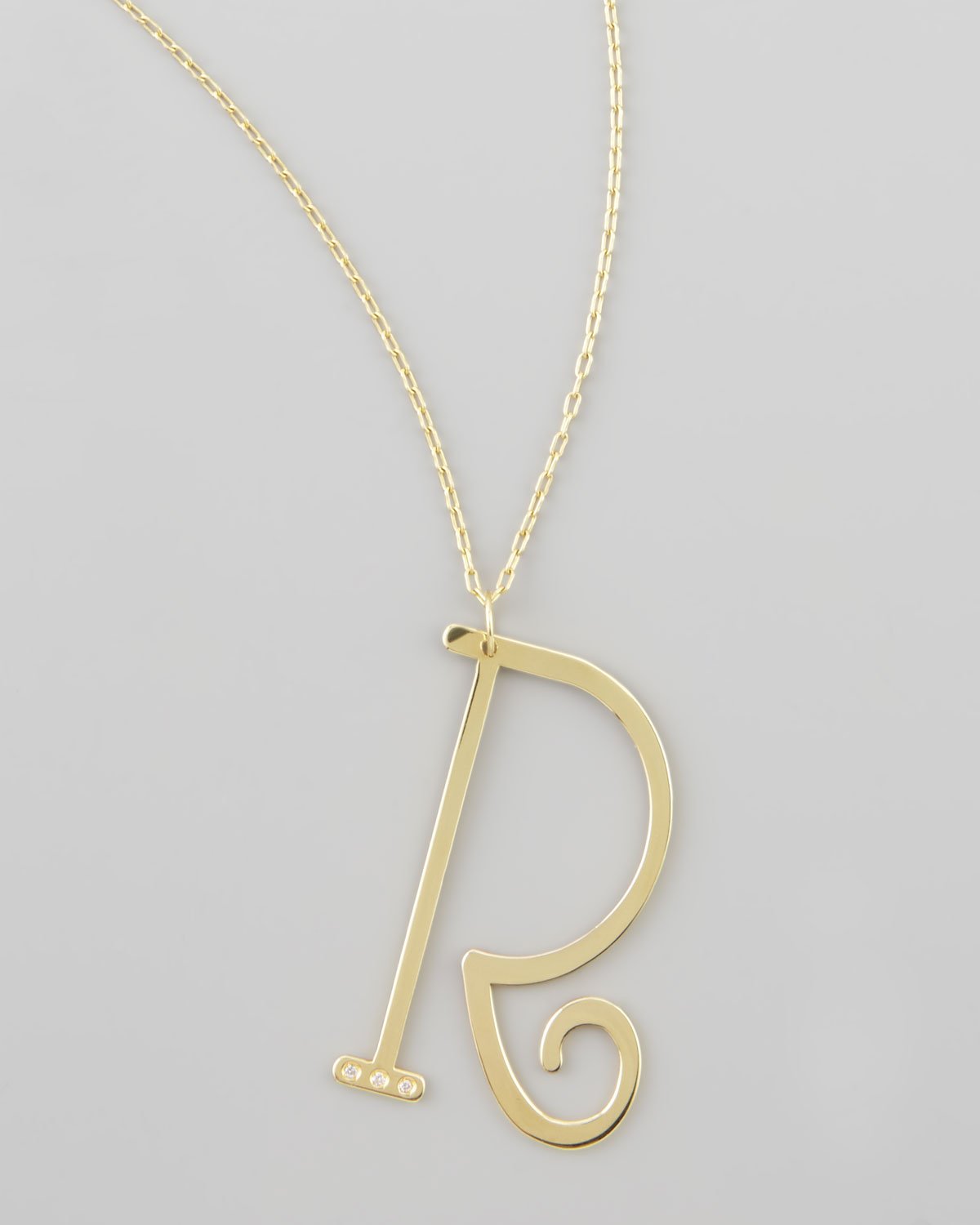 Lyst - Kacey K Large 14K Gold Initial Pendant Necklace in ...