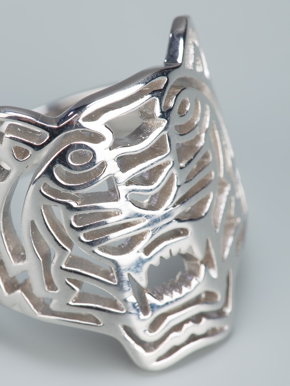 kenzo tiger ring silver