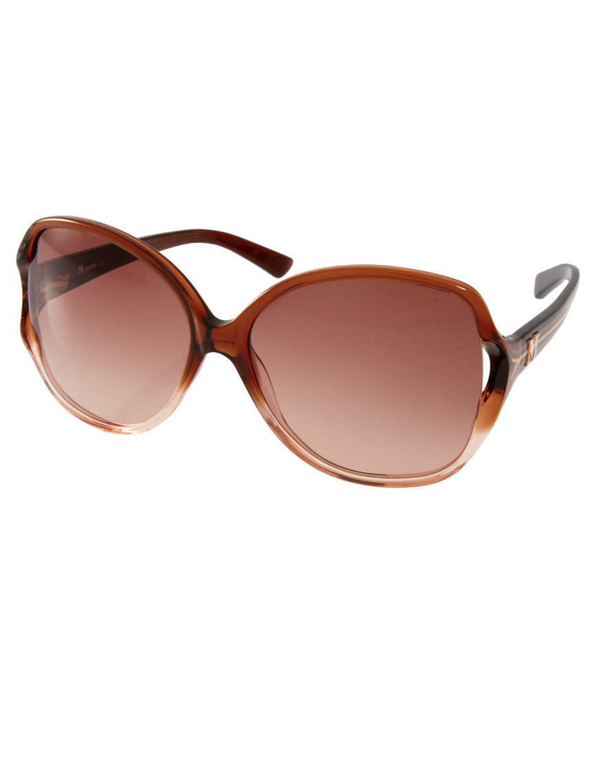 M Missoni M By Missoni Large Lens Sunglasses with Stripe Arm in Brown ...