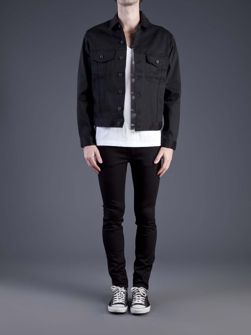 naked and famous black denim jacket