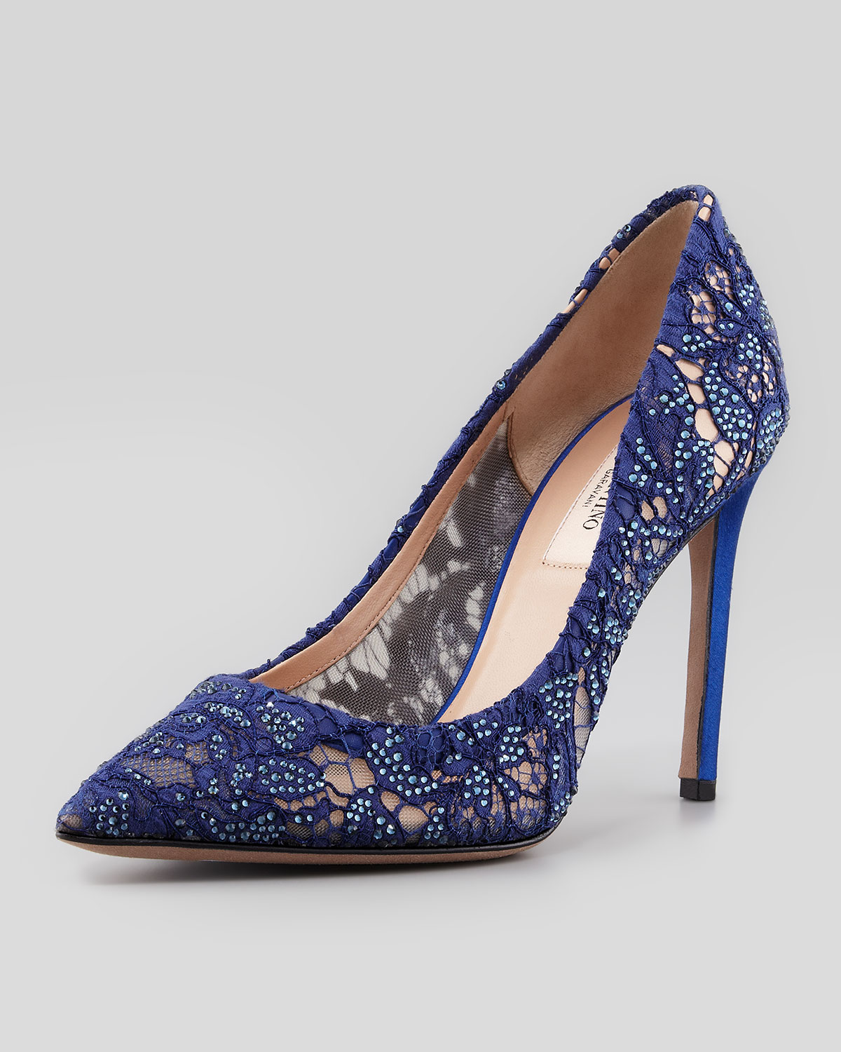 blue lace pumps