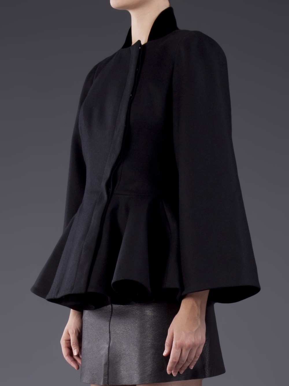 Alexander mcqueen Capelet Button Jacket in Black | Lyst