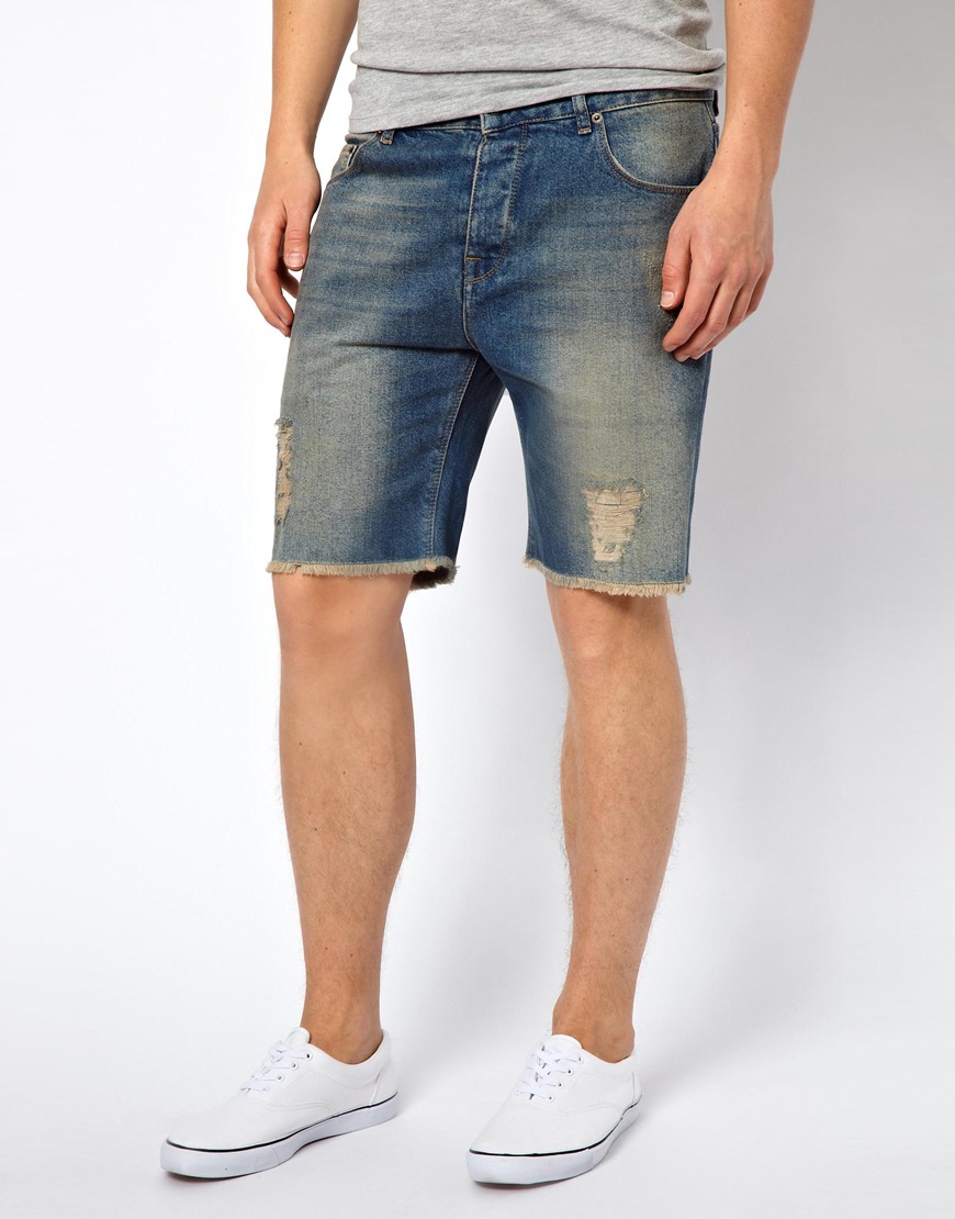 raw edge denim shorts