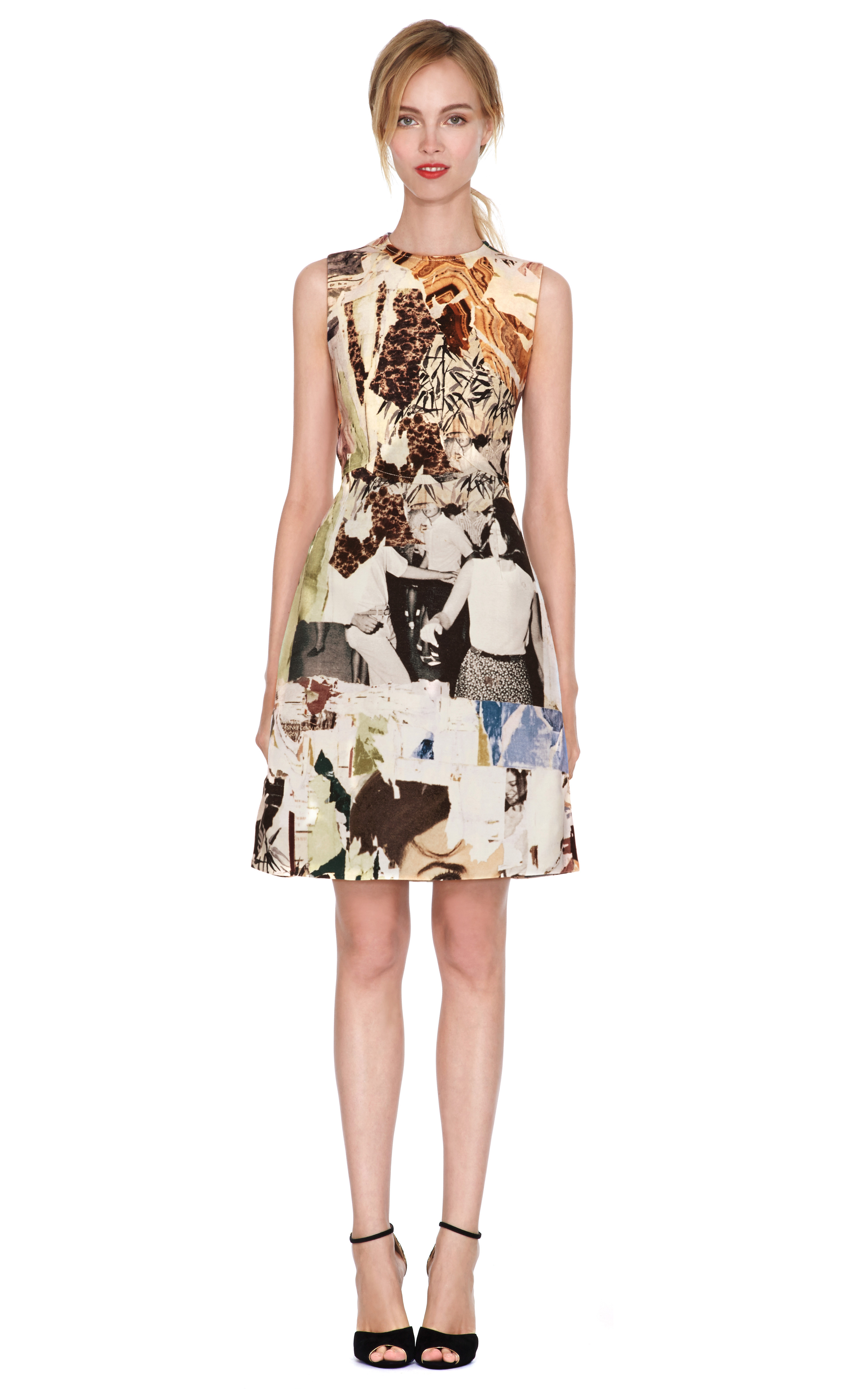 Lyst Carven Sleeveless Printed Wool Canvas Dress
