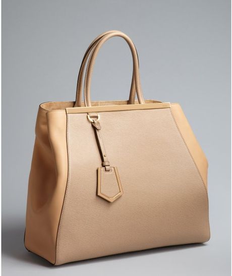 Fendi Tan Textured Leather 2jours Large Tote in Brown (tan) | Lyst