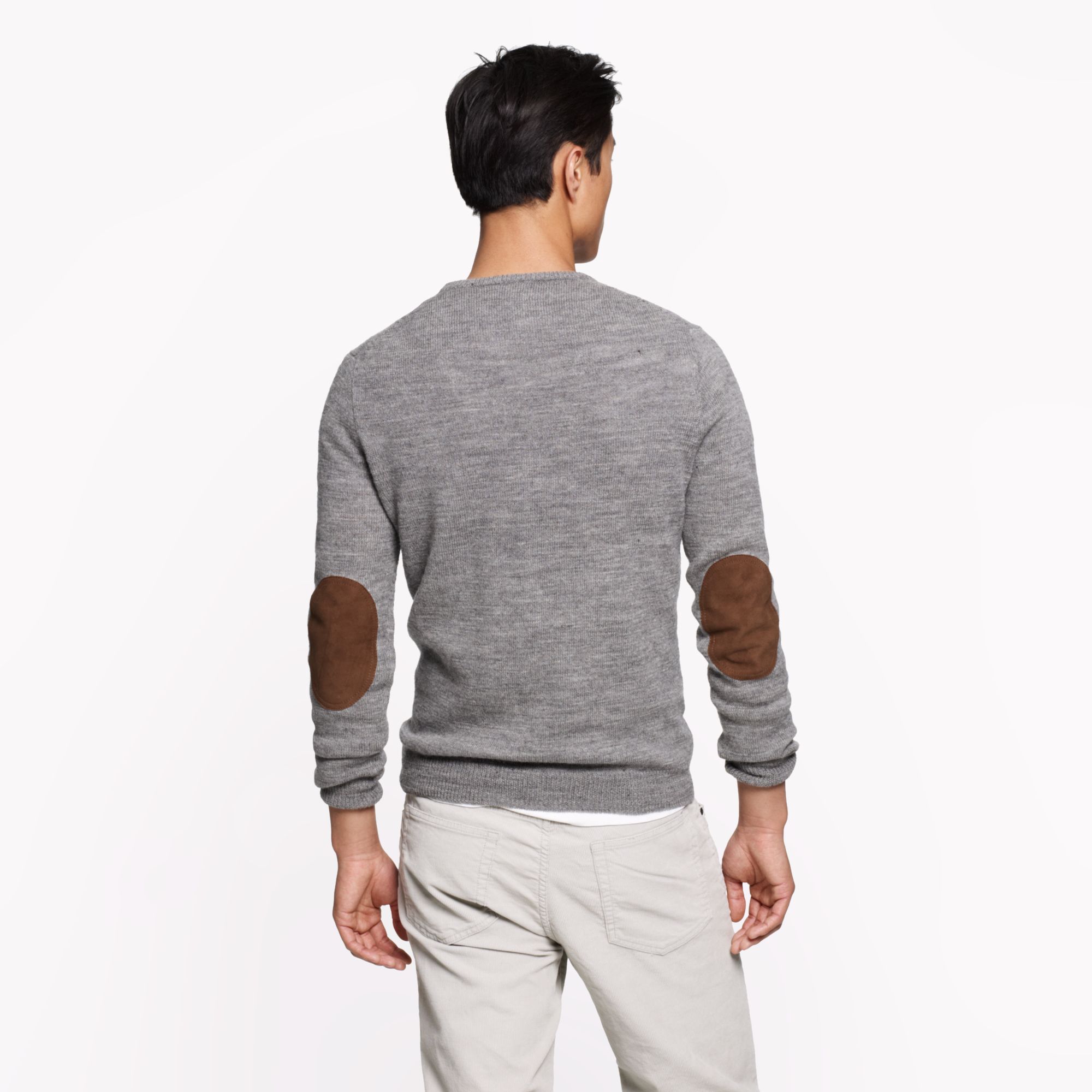 J.crew Rustic Merino Elbow-patch Sweater in Gray for Men (hthr graphite ...