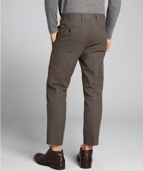 Prada Sport Milk Chocolate Cotton Flat Front Cropped Pants in Brown for ...