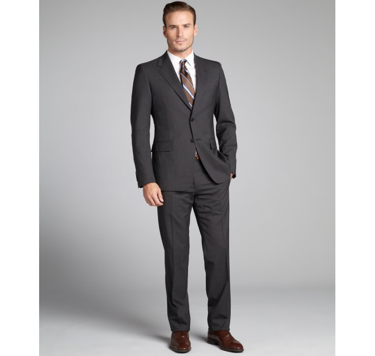 Lyst - Prada Slate Blue Wool 2button Suit with Flat Front Pants in Gray ...
