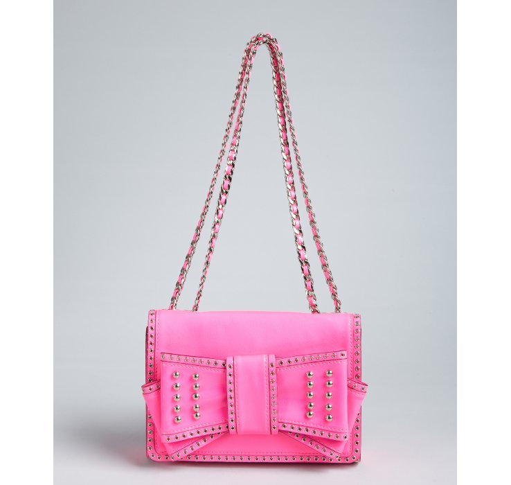 Lyst - Rebecca Minkoff Hot Pink Patent Leather Studded Bow Sweetie ...