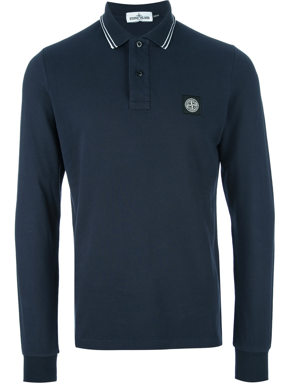 Stone Island Long Sleeve Polo Shirt in Blue for Men - Lyst