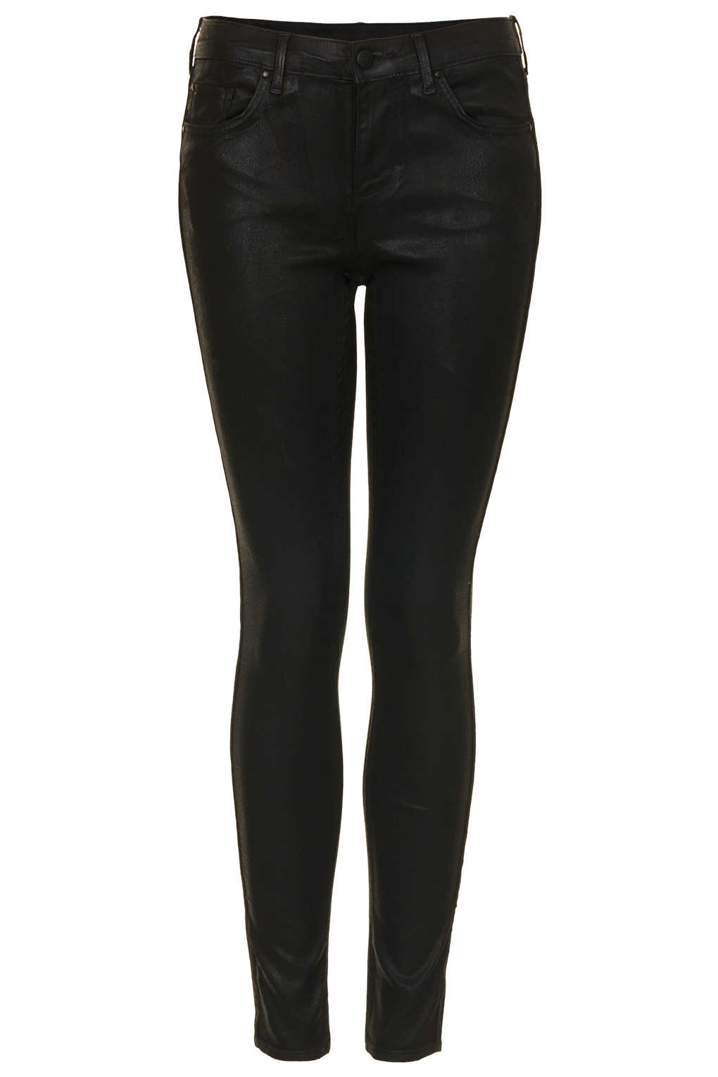 Moto Black Coated Leigh Jeans Lyst