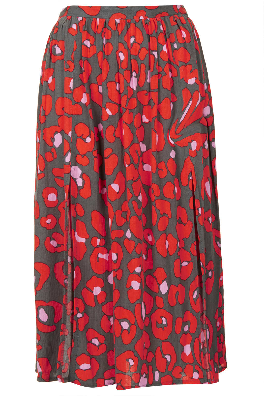 Lyst Red Animal Print Midi Skirt in Red